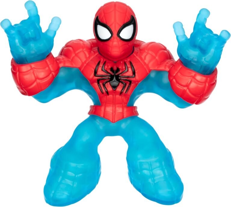 Heroes of Goo Jit Zu Glow Surge, Elastic Spider-Man and Glowing Spider-Man, Superhero Marvel Spider-Man, Super Elastic and Glow Filled with a Slime Substance, Stretches up to 3X Its Size
