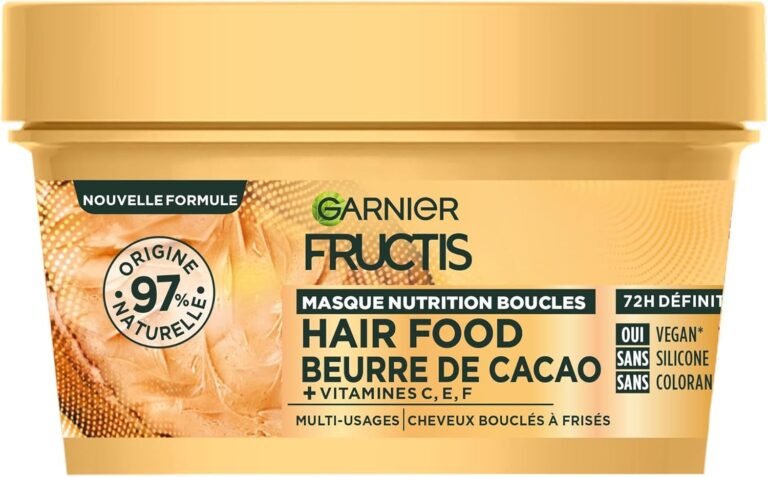 Garnier – Fructis Hair Food – Nutrition Curls Mask with Cocoa Butter – Vegan Formula 97% Natural Origin – For Curly to Curly Hair – 320 ml