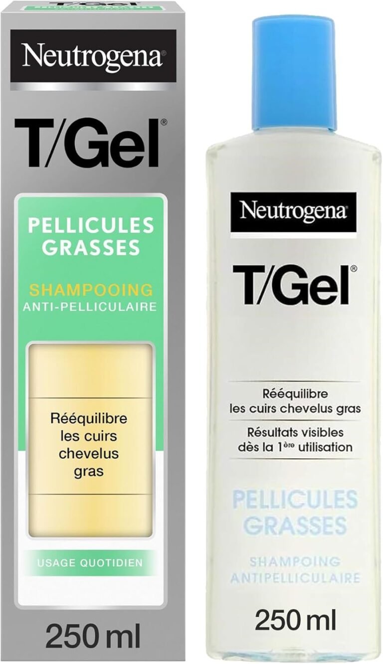 Neutrogena, Shampooing Antipelliculaire T-Gel Pellicules Grasses (Flacon de 250 ml) – Shampooing Rééquilibrant pour les Cuirs Chevelus Gras – Shampoing avec Résultats Visibles Dès La 1Ère Utilisation