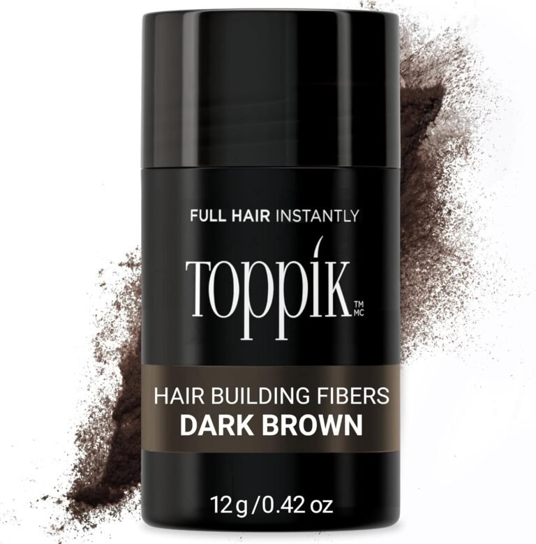 TOPPIK Keratin Hair Fibers – Brown – 12g – Naturally Thicker Looking Hair – For Roots, Frontal Line, Beard, Baldness