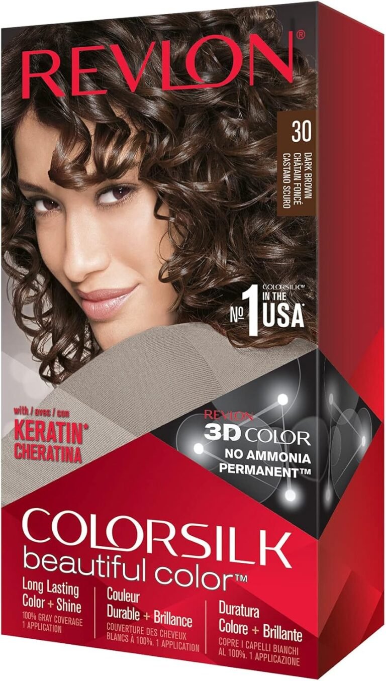 Revlon Colorsilk Beautiful Colour Permanent Hair Colour with 3D Gel Technology and Keratin, Dye with 100% White Coverage, 30 Dark Brown