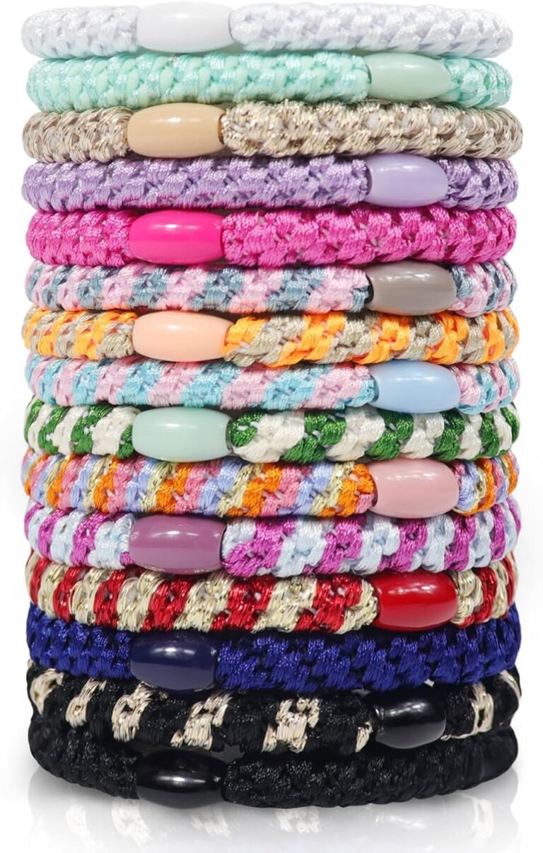 Sularpek 15 x Girl’s Hair Elastics, Soft Woven Cotton, Multi-Colour, Elastic Hair Elastics for Women and Girls, Painless and Durable