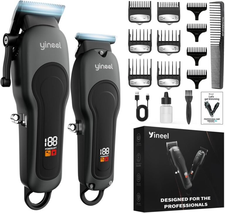 Yineel Professional Men’s Hair Clipper, Cordless Beard and Hair Trimmer Kit, Electric Trimmer with Ceramic Blade and Precision Hair Trimmer, Gift for Men/Women/Family/Barbers