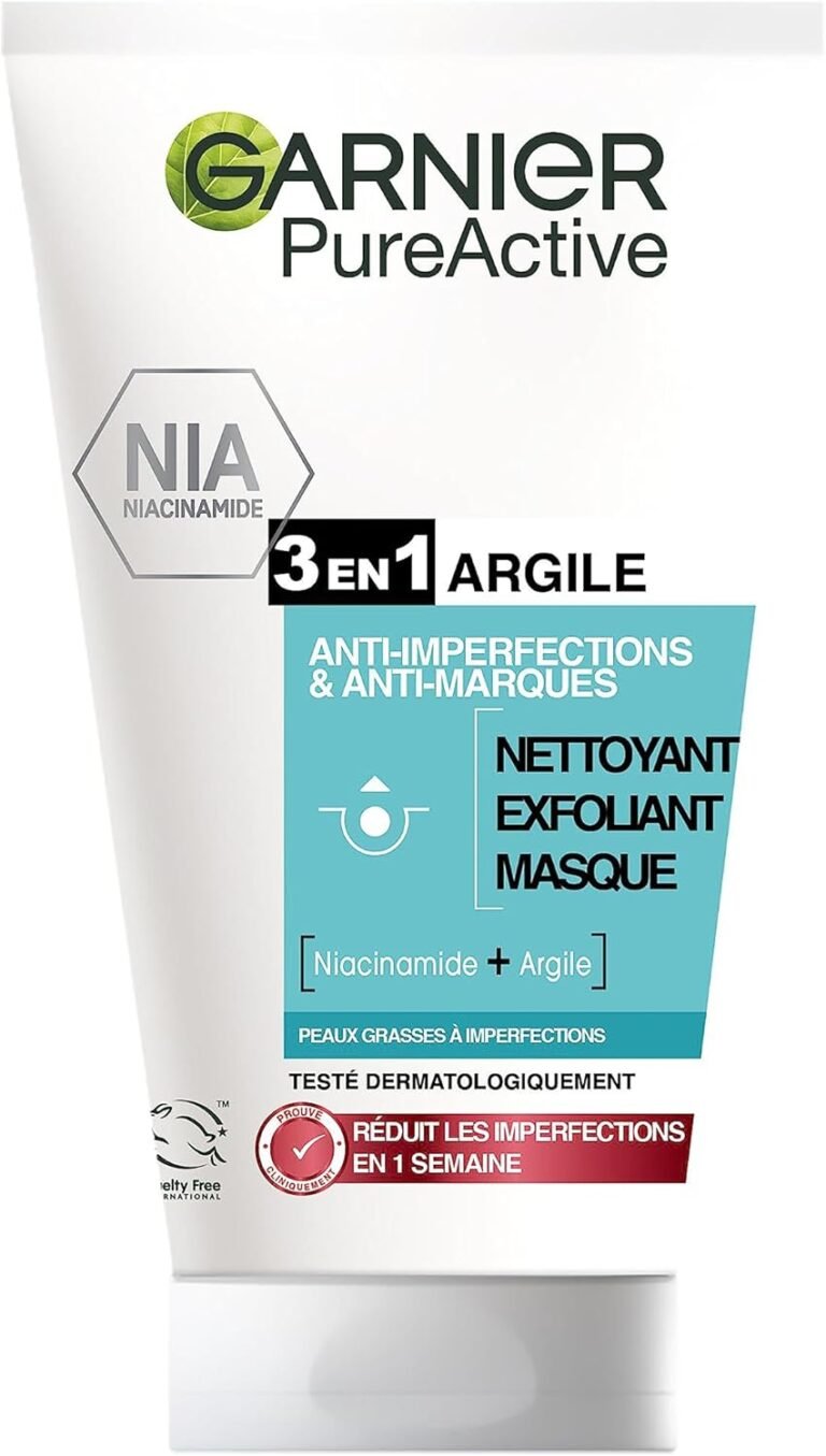 GARNIER Pure Active – 3-in-1 Clay Cleanser – Cleansing, Exfoliating & Mask – Anti-Blemishes & Anti-Marks – Niacinamide & Clay – Vegan & Cruelty Free – Combination to Oily Skin – 150 ml