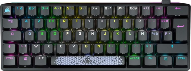 Corsair K70 Pro Mini Wireless RGB 60% Clavier Mécanique de Jeu – Commutateurs Cherry MX Red – Capuchons de Touches PBT Double-Shot – Compatible iCUE – PC, Mac, PS5, PS4, Xbox – AZERTY FR – Noir