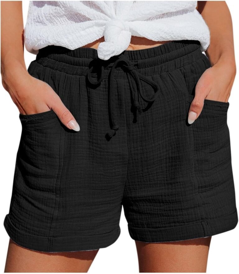 Generisch 2025 Femmes Jambes Droites Casual Pantalons Taille Haute Sport Lâche Shorts Casual Mode Pantalons Shorts Hommes Pack L, Noir , 4XL