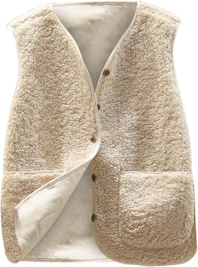 Gilet en Molleton Polaire Doux sans Manche Coupe Classique Femme Grandes Filles Couleur Unie Blouson Mode Bouton Matelassée sans Manches Veste avec Poches