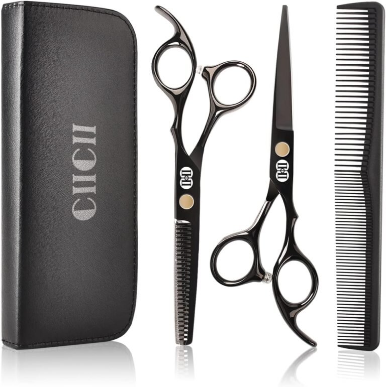 CIICII Professional Hairdressing Scissors Kit, 6.5 Inches Hair Thinning Scissors – Hair Scissors (Hairdressing Scissors Thinning Sculptor Thinner Barber) for DIY Home Salon Black