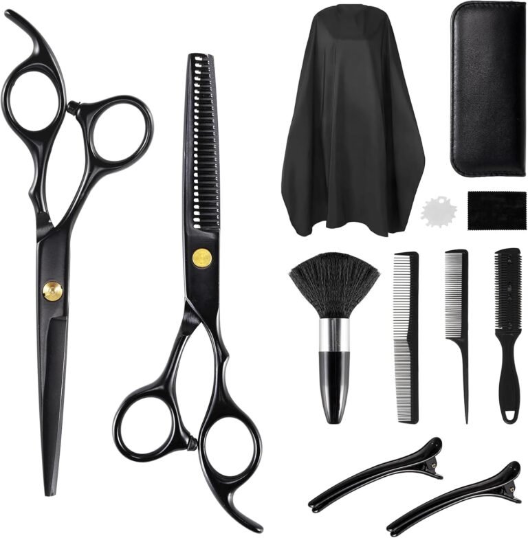 Hairdressing Scissors Set, Professional Hair Cutting Scissors Kit for Men, Women, Children, Hairdressing Cape, Comb, Barrette, Hairdressing Accessories for Hair and Beard