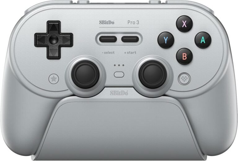 8BitDo Pro 3 Bluetooth Controller for Switch/Switch 2 – TMR Joysticks, Swappable ABXY Buttons, Pro Back Buttons, Charging Dock, Hall Effect Triggers, for Windows, Apple, SteamOS, Android – Gray