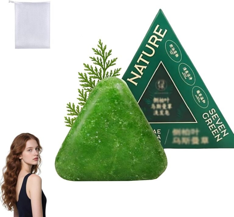 Nature Triangle Solid Shampoo, Usman Grass Solid Shampoo, Natural Seven Green Soap – Soothes And Strengthens Hair For Women And Men (1 Piece)