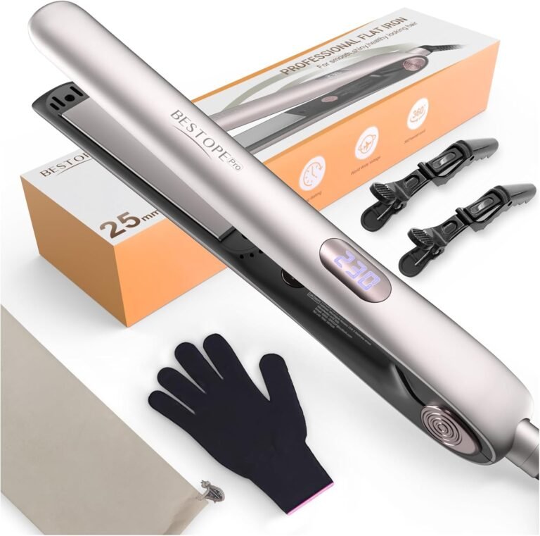 BESTOPE PRO Hair Straightener, 2 in 1 Hair Straightener, Anti-Static Ceramic Coating, LCD Display, Quick Heating Straightener for Thick, Frizzy and Extra Long Hair, 120-230°C