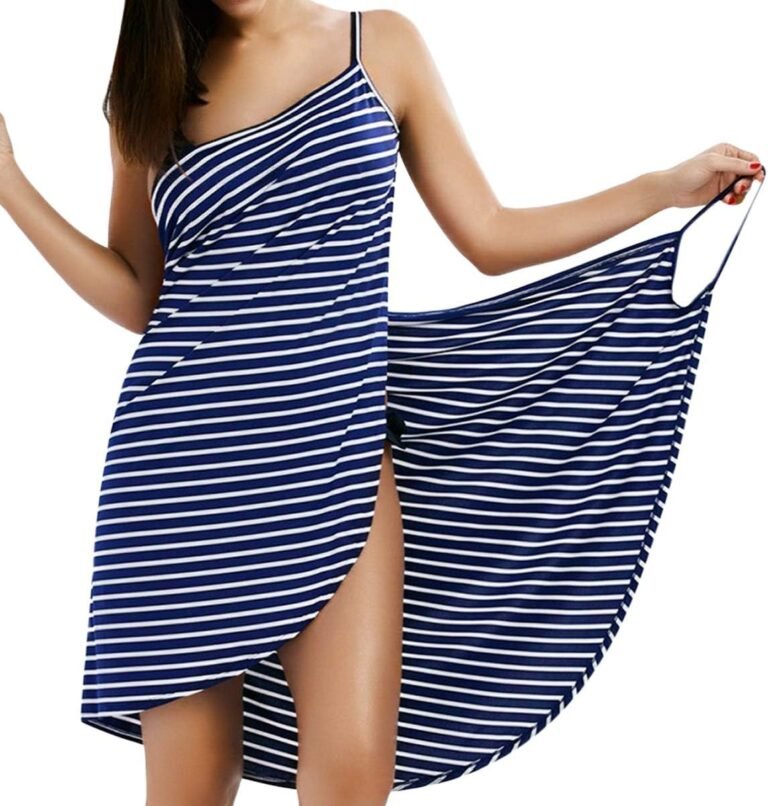 LumiSyne Cache-Maillots Bikini Femme Maillots De Bain Sarongs Robe De Caraco à Rayures De Mode Col en v Sexy Robe De Plage Jupes Wrap De Plage Grande Taille