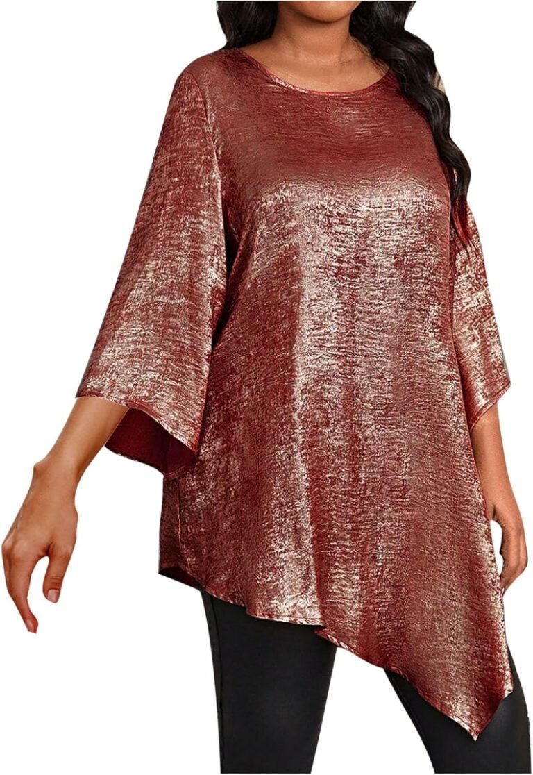 SYDUZAX Pull Manches 3/4 Femme Oversize Hauts Polyvalente Grande Taille Femme Vêtements à La Mode Loisirs Quotidiennes Surdimensionné Tops Doux et Confortables T-Shirt Femmes Décontracté