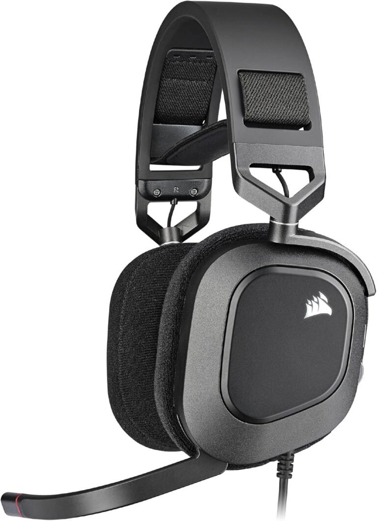Corsair HS80 RGB USB Premium Gaming Headset with Dolby 7.1 Surround Sound (Broadcast Quality Microphone, Breathable Microfibre Fabric, High-Fidelity Audio, Durable Construction) Carbon