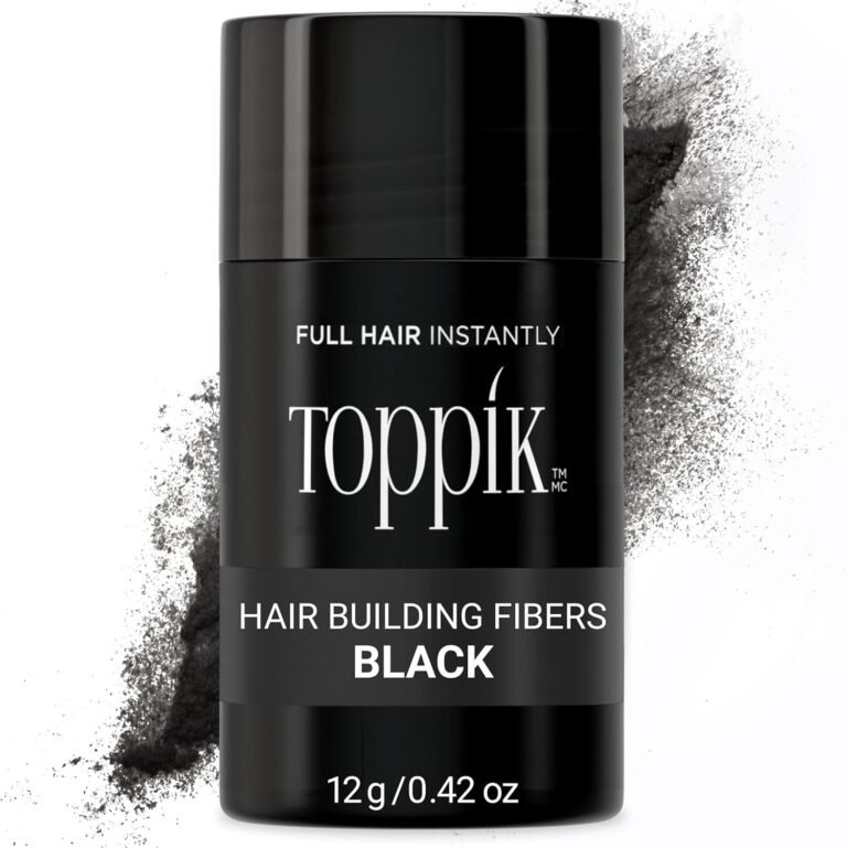 TOPPIK Fibres Capillaires Densifiantes à base de Kératine, Noir – Cheveux à l’Aspect Naturellement plus Epais – Pour densifier Racines, Ligne Frontale, Barbe, Calvitie