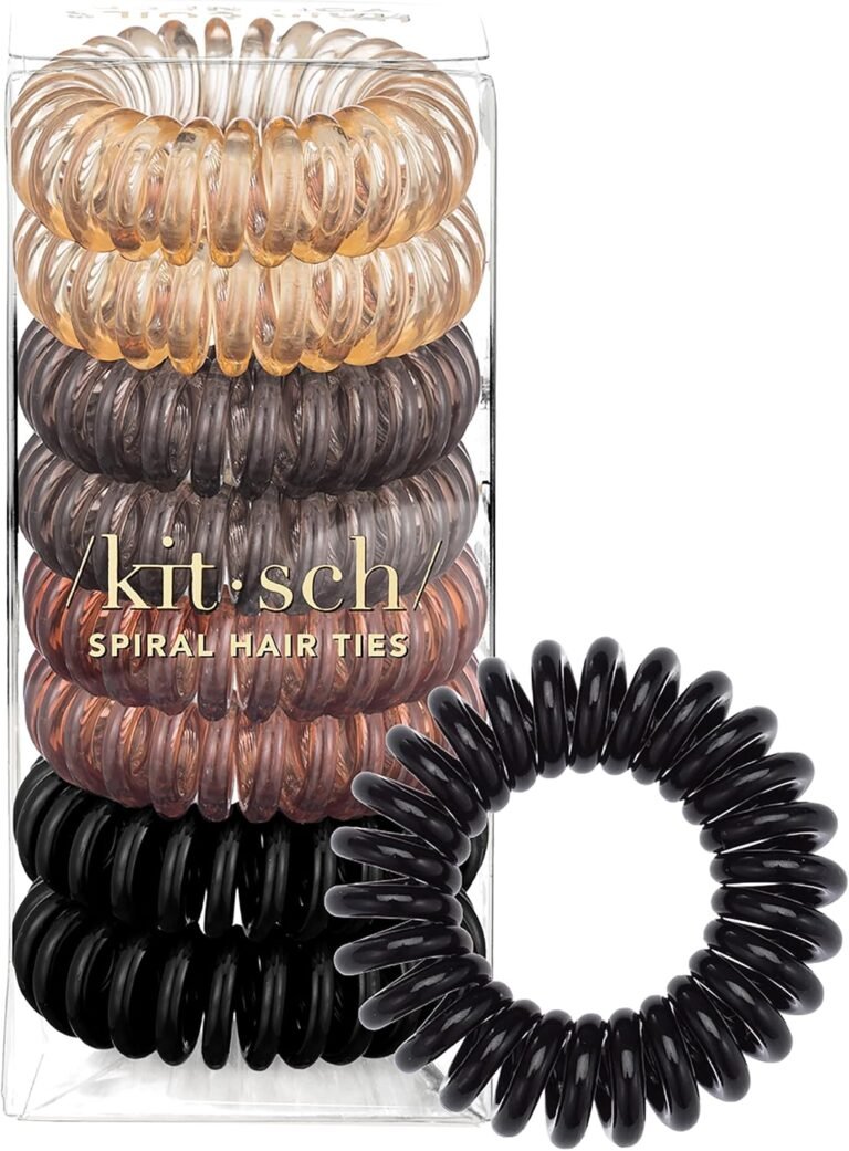 Kitsch 8 Pack Spiral Hair Ties Waterproof No Damage Plastic Teen Girls Elegant Spiral Hair Bands Hair Ties Spiral Hair Bands for Girls Brown