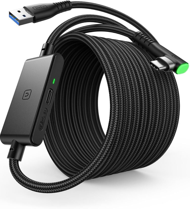 INIU Link Cable 5m, Compatible with Meta Oculus Quest 3s Quest 3 2 1 Quest Pro, Pico 4 Accessory and PC Steam VR, USB 3.0 High Speed Data Transfer Link Cable USB C