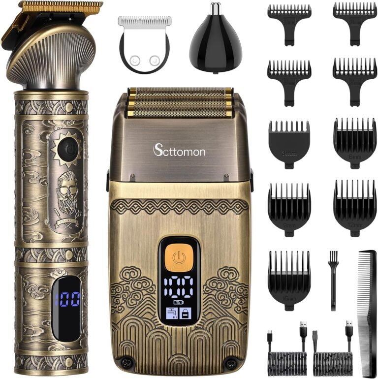 Scttomon T-Blade Hair Clipper For Men And Shaver Electric Foil Shaver Beard Trimmer Set For Men Beauty Set With Three Leaves Wireless