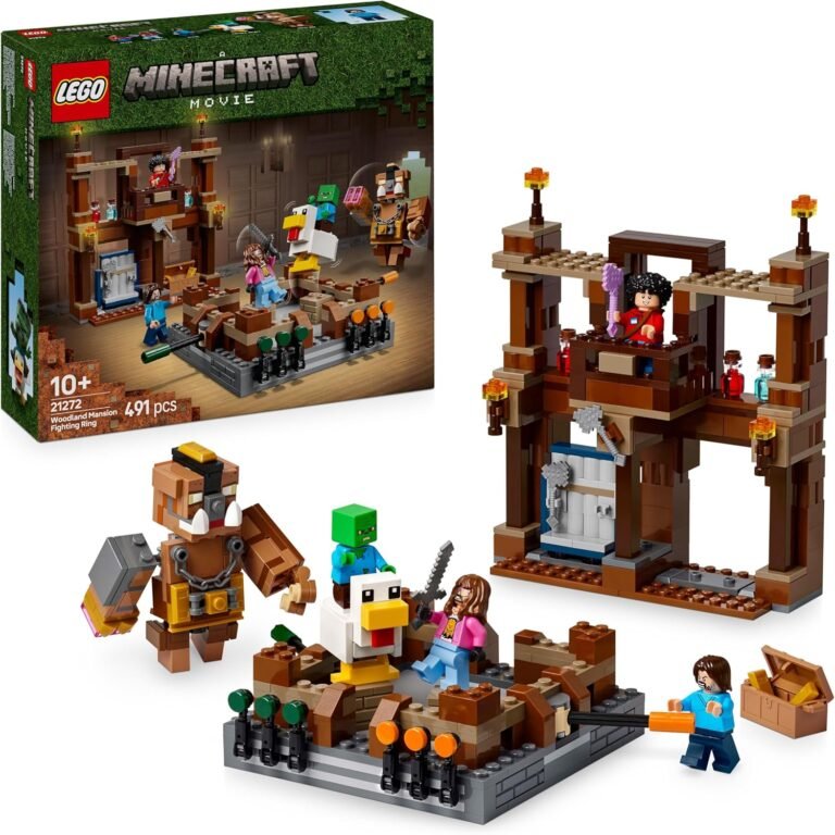 LEGO Minecraft The Ring of the Manor of the Woods – Interactive Building Toy – Zombie Baby Minifigures Steve, Garrett & Henry – Movie Inspired Set for Gamer Boy or Girl from 10 Years 21272