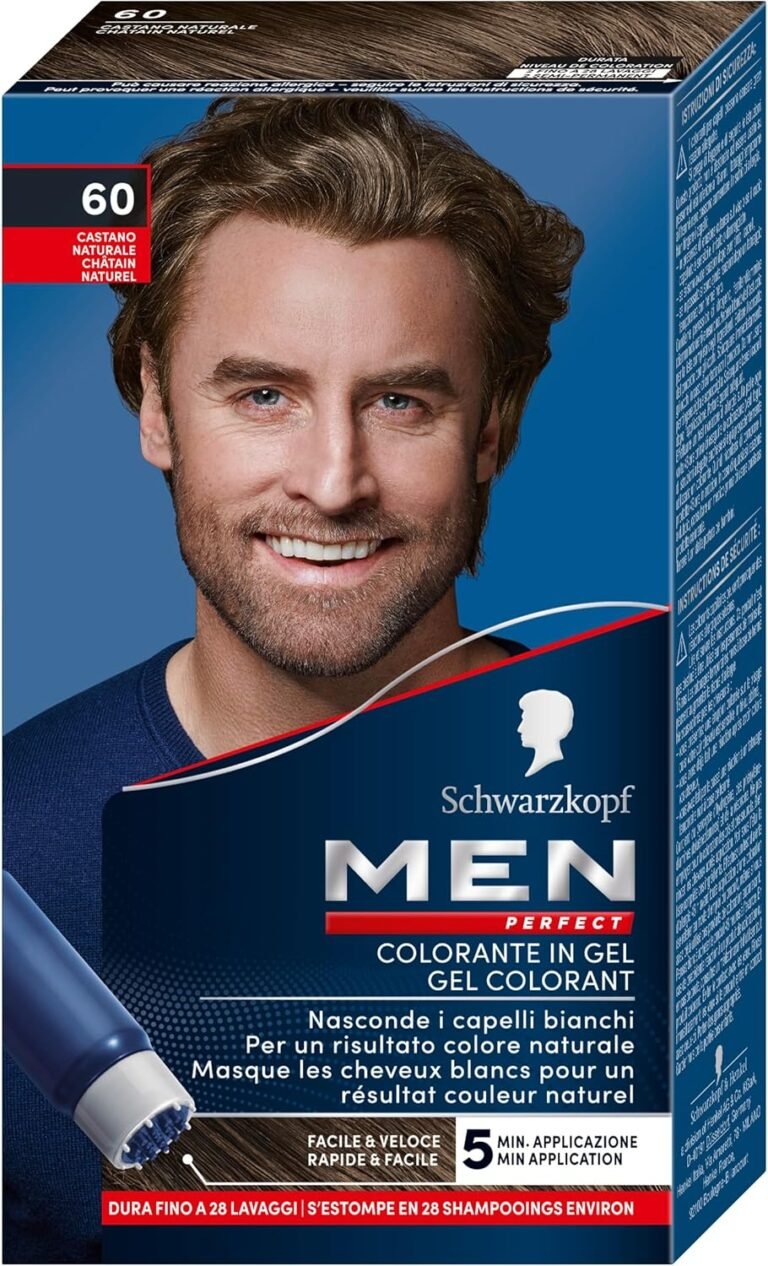 Schwarzkopf – Men Perfect – Gel Colorant Anti-Cheveux Blancs Homme – Résultat Naturel – Application rapide et facile – Sans Ammoniaque -Châtain Naturel 60