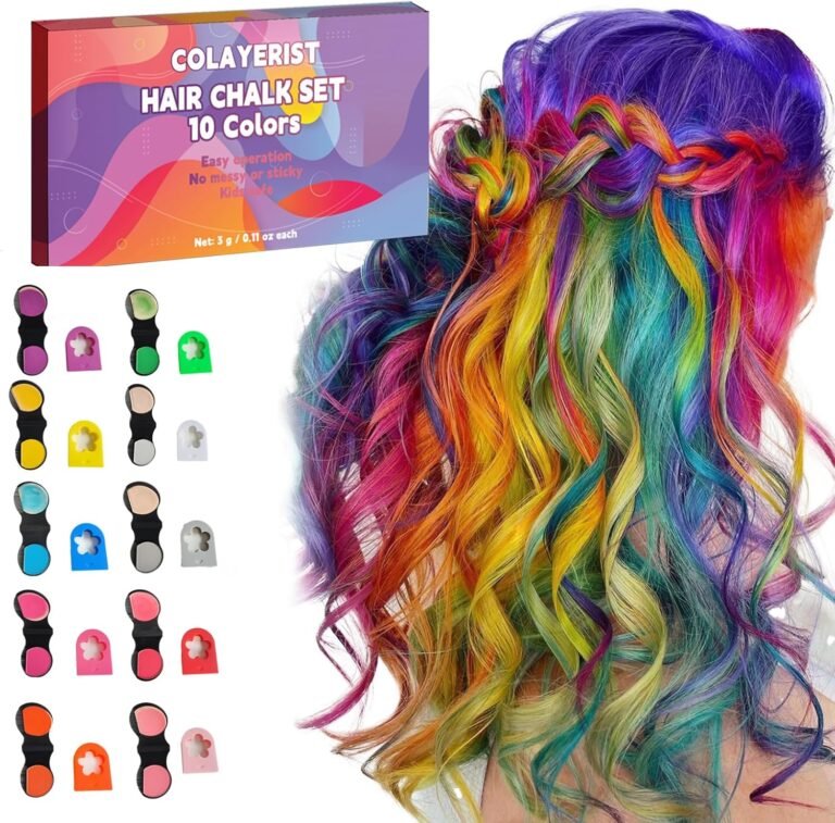 Pack of 10 Coloured Hair Chalk for Girls and Children, Temporary Hair Dye, Christmas Gifts, Birthday Gifts for Children, Girls Gifts 5-15 Years (Pink etc.)