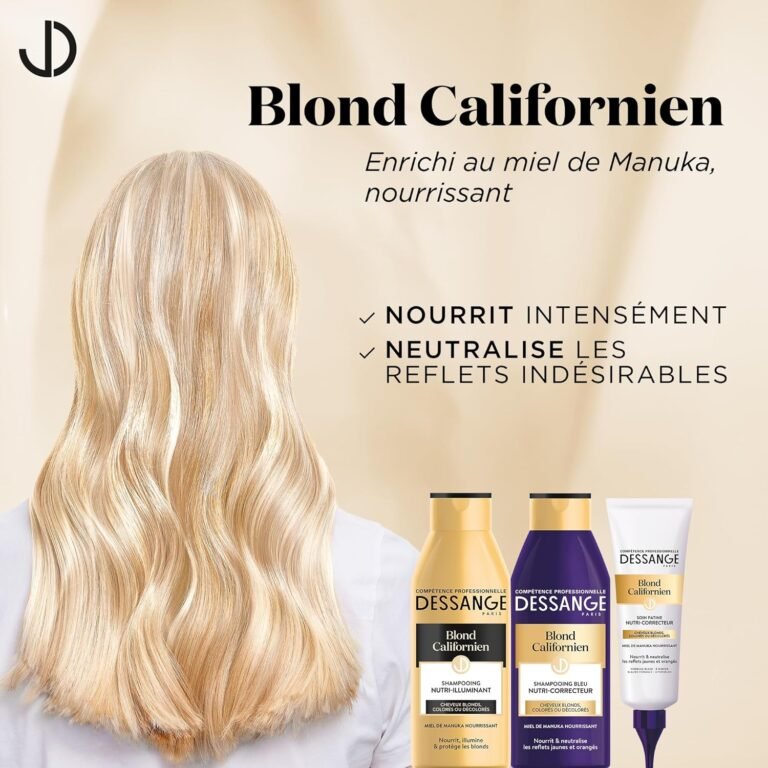 Dessange – Soin Patine Nutri-Correcteur – Formule Enrichie au Miel de Manuka – Pour Cheveux Blonds ou Décolorés – Blond Californien – 125 ml (Lot de 2)