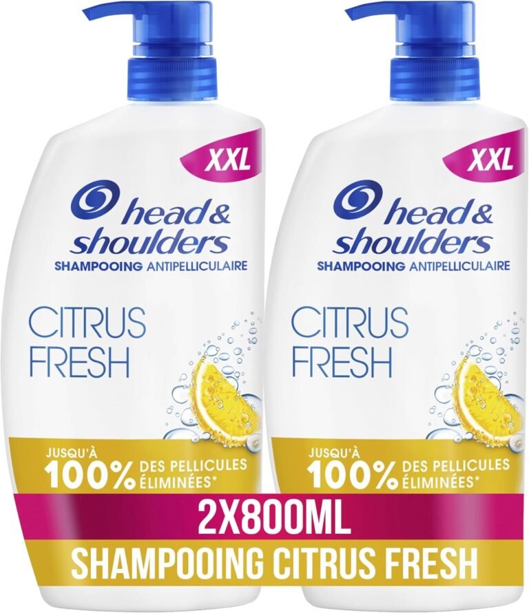 Head & Shoulders Citrus Fresh Shampoing Antipelliculaire Pour Cheveux Gras Avec Pompe 2x800ml. Jusqu’à 100% Des Pellicules Éliminées, Cliniquement Prouvé. Usage Quotidien
