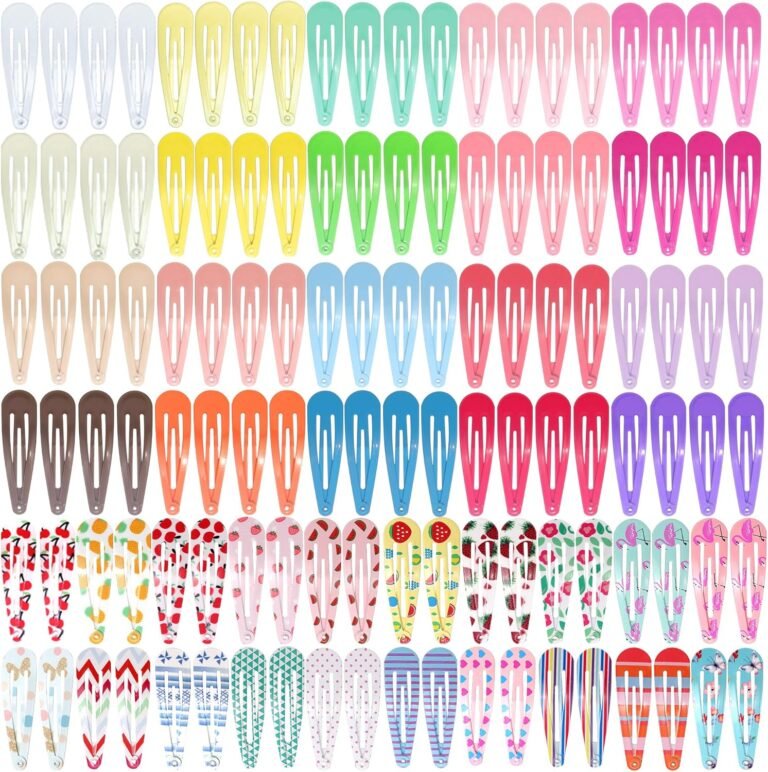 Funtopia 120 Pièces Barettes Cheveux Fille, 5cm Pince Cheveux Fille Femme Enfant, Colorées Métal Snap Barette Accessoire Cheveux (40 couleurs assorties)