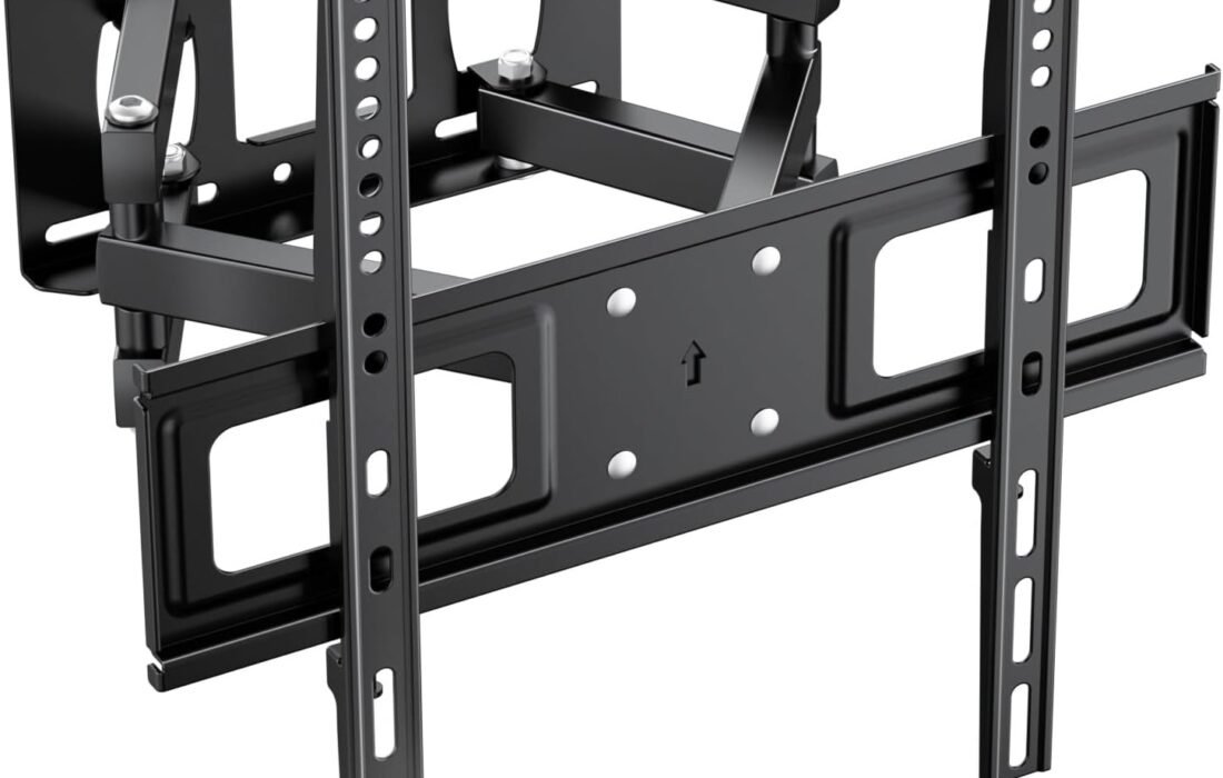 GRIFEMA GB1006-4 Support Mural TV 26-65 Pouces, Fixation Murale TV Contenir Jusqu’à 35KG, Accroche Television Mural Orientable,Inclinable et Extensible, Max Vesa 400x400mm pour Plat/Incurvé