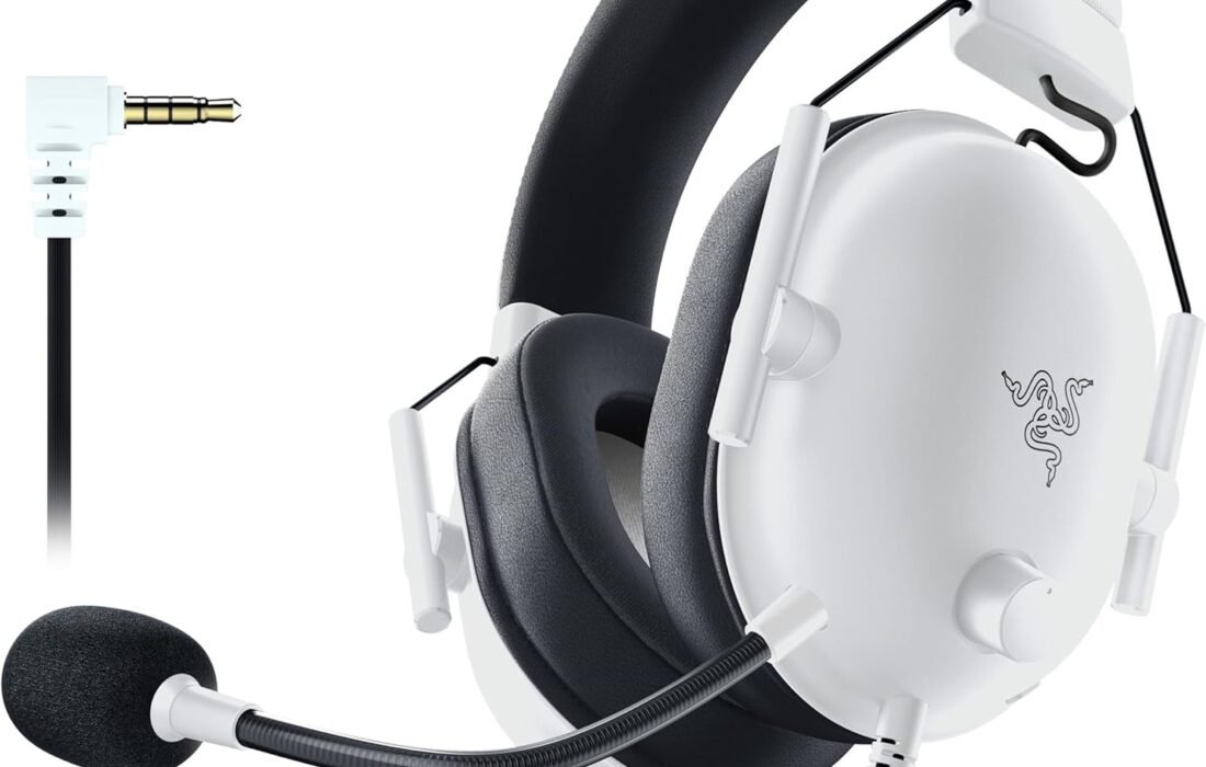 Razer BlackShark V2 X – Casque Gaming Esports Multiplateforme (Haut-parleurs Triforce de 50mm, Annulation Passive du Bruit Avancée, Son 7.1 Surround, Microphone Cardioïde) Blanc