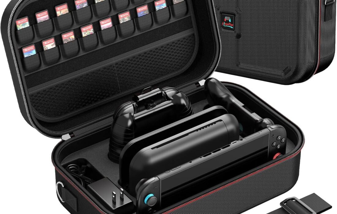 HEYSTOP Étui pour Nintendo Switch 2 Protection Housse de Voyage Rigide et Portable avec Grande Capacité de Stockage et 18 Emplacements pour Cartes de Jeu pour Console Nintendo Switch 2 et Accessoires