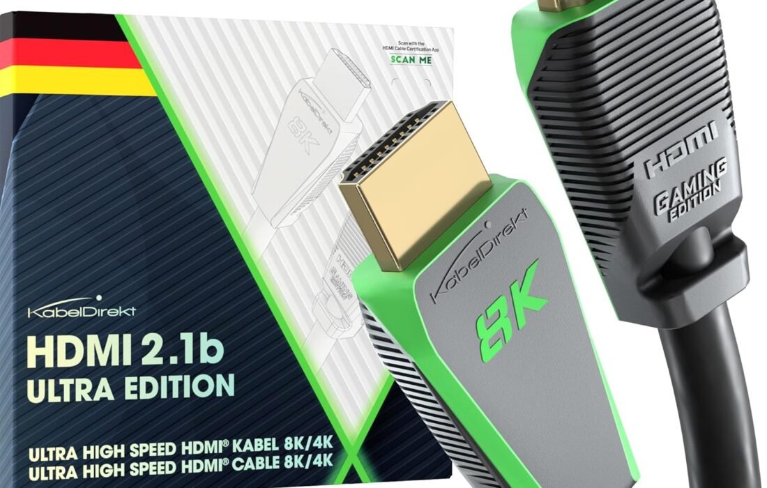 KabelDirekt – Câble HDMI 2.1 8K Certified Gamer – 3m (Ultra High Speed/48G pour 10K et 144 Hz en 4K, Idéal pour PS5/Xbox et PC de jeu, Moniteur/TV, Gris}