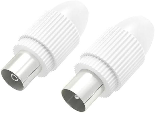 Hama TV Antenna Sockets 10 Years Warranty (2 Coaxial TV Antenna Plugs, Male Coaxial Plug + Female Coaxial Plug, Diameter 5-7 mm, 2 Pieces) White