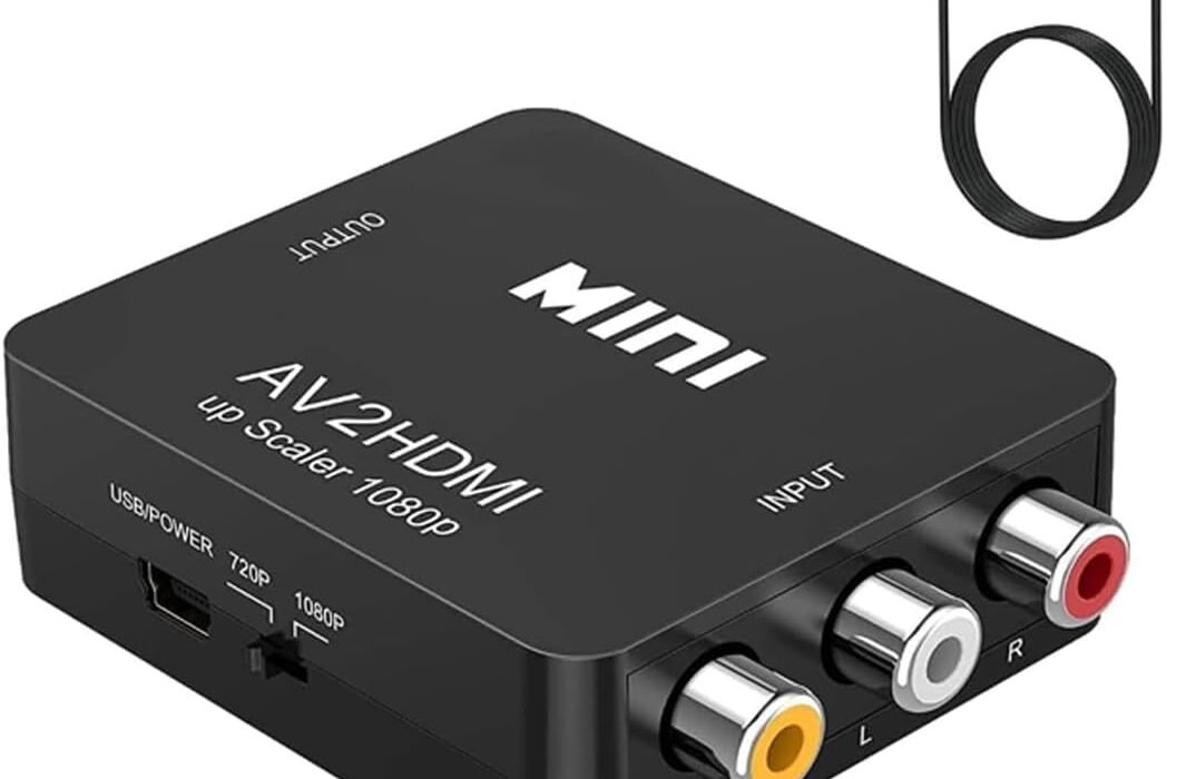ABLEWE Adaptateur RCA vers HDMI, convertisseur AV vers HDMI, 1080p Mini RCA Composite CVBS Video Audio Converter Adaptateur prenant en Charge PAL/NTSC pour TV/PC/PS2/PS3/STB/Xbox VHS/VCR/lecteurs DVD