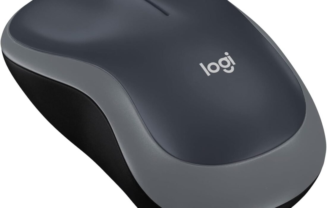 Logitech M185 Souris sans Fil, 2.4 GHz avec Mini Récepteur USB, Longévité de la Pile 12 Mois, Résolution du Capteur 1000 PPP, Ambidextre, Compatible PC, Mac, Ordinateur Portable – Gris/Noir