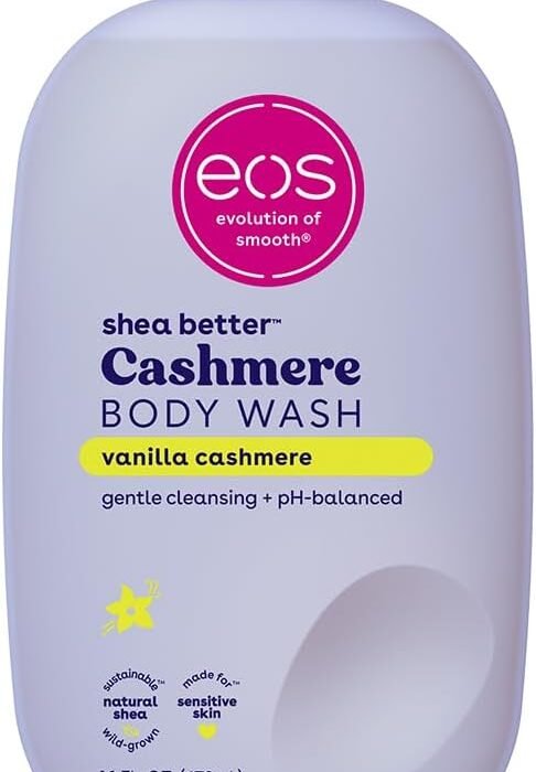 EOS Shea Better Cachemire Vanilla Moisturizing and Nourishing Shower with Gel Formula pH Balanced, No Parabens and Phthalates, for Sensitive Skin, 400ml