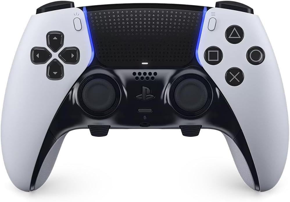 Sony, Manette DualSense Edge Officielle pour PS5 et PC, Sans Fil, Commandes Ultra-Personnalisables + Profils Interchangeables + Confort Amélioré, Boîte de Transport Incluse, Couleur : Blanche et Noire