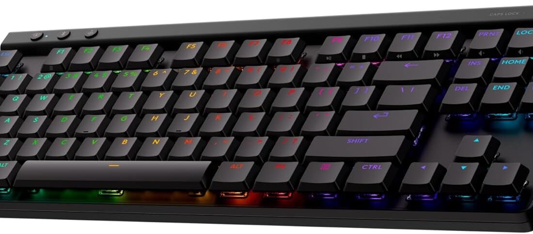 Logitech G G515 Lightspeed TKL Profile Wireless Gaming Keyboard, LIGHTSYNC RGB, Ultra-Flat Profile without Numeric Keypad, PBT Keys, Touch Mechanical Contacts, French AZERTY Keyboard – Black