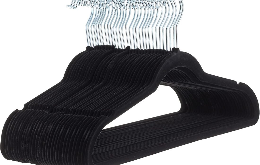 Amazon Basics Pack of 30 Black Velvet Suit Hangers