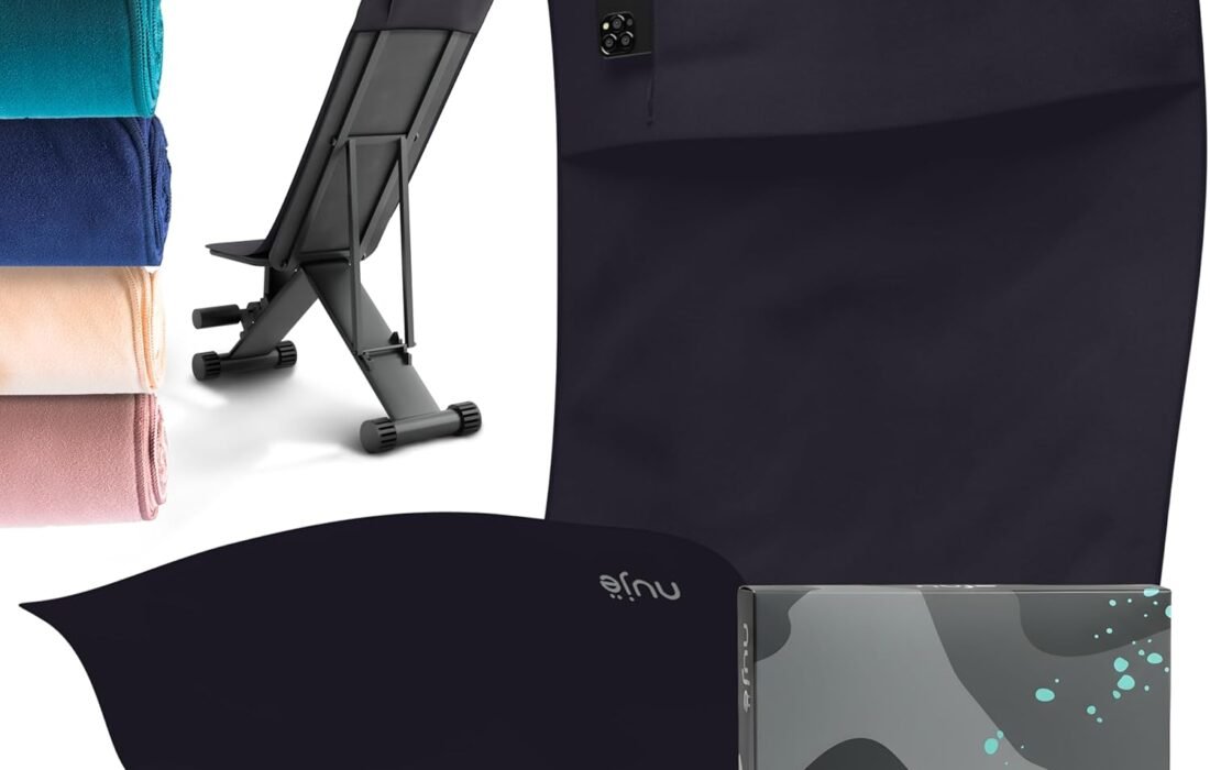 Serviette de Fitness avec Emballage Cadeau I avec Pochette en Microfibre I Serviette de Sport pour Salle de Sport I Extra Grande avec Rabat pour Tous Les équipements I Serviette de Gym