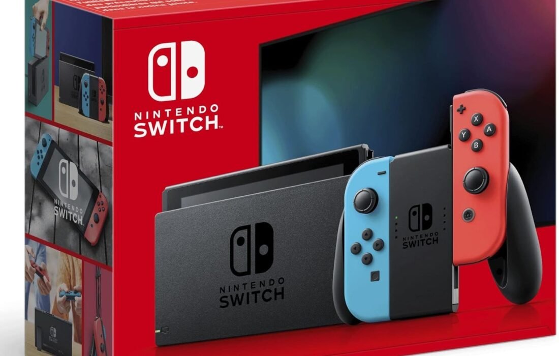 Nintendo Console Switch avec Joy-Con bleu néon et rouge néon