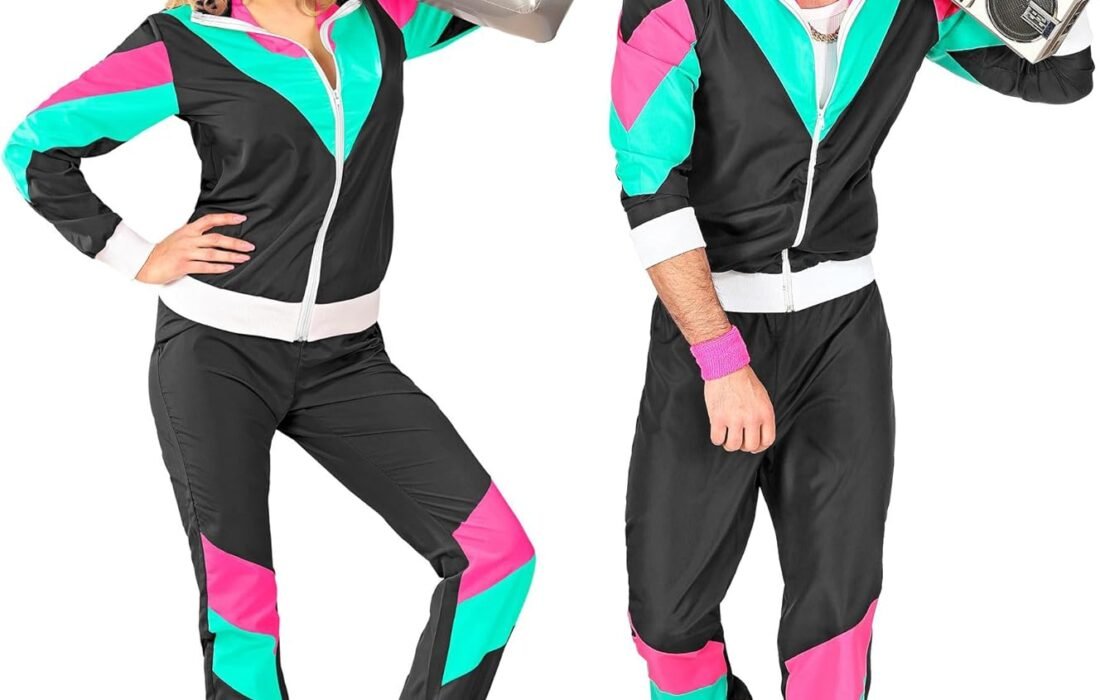 W WIDMANN MILANO Party Fashion – Survêtement fantaisie, style vintage, tenue des années 80, survêtement de jogging pour le carnaval et les fêtes